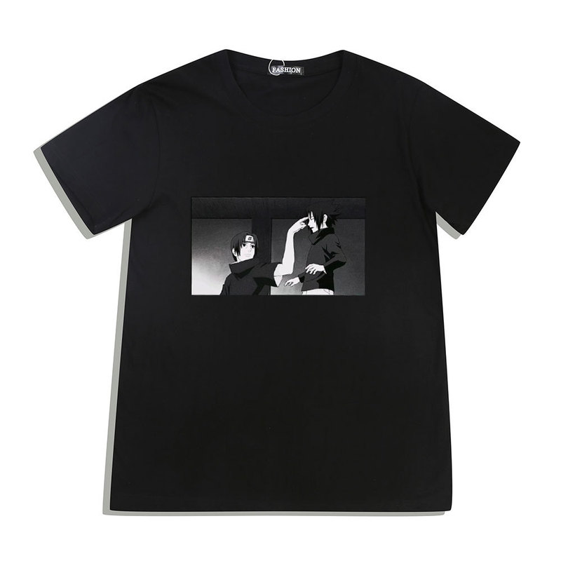 Japanese Anime Cotton Short-sleeved T-shirt Summer New Arrival Naruto Street Trend Uchiha Mustang and Sasuke Printed Short-sleeved T-shirt