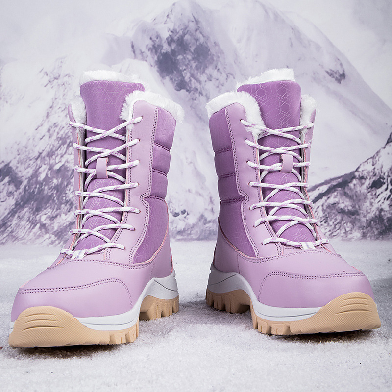 Chaussures pour femmes automne et hiver plus velours épaissi imperméable antidérapant semelle épaisse bottes chaudes en coton du Nord-Est_voghion.com