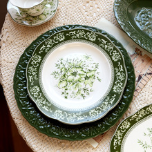 法式宫廷古典复古花园欧式陶瓷餐盘餐具西餐盘圆盘汤盘碗盘杯碟