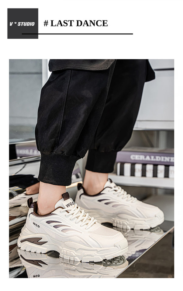 Giày thể thao nam đế dày kiểu sneaker lưới thoáng khí, buộc dây, gót thấp 1–3 cm — Bánh bao gạo W5033, W5033 màu đen, W5033 trắng xanh lục chi tiết 10