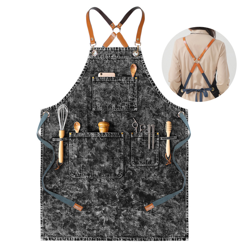 Negro medio tejido medio cuero lavado con agua denim SX003