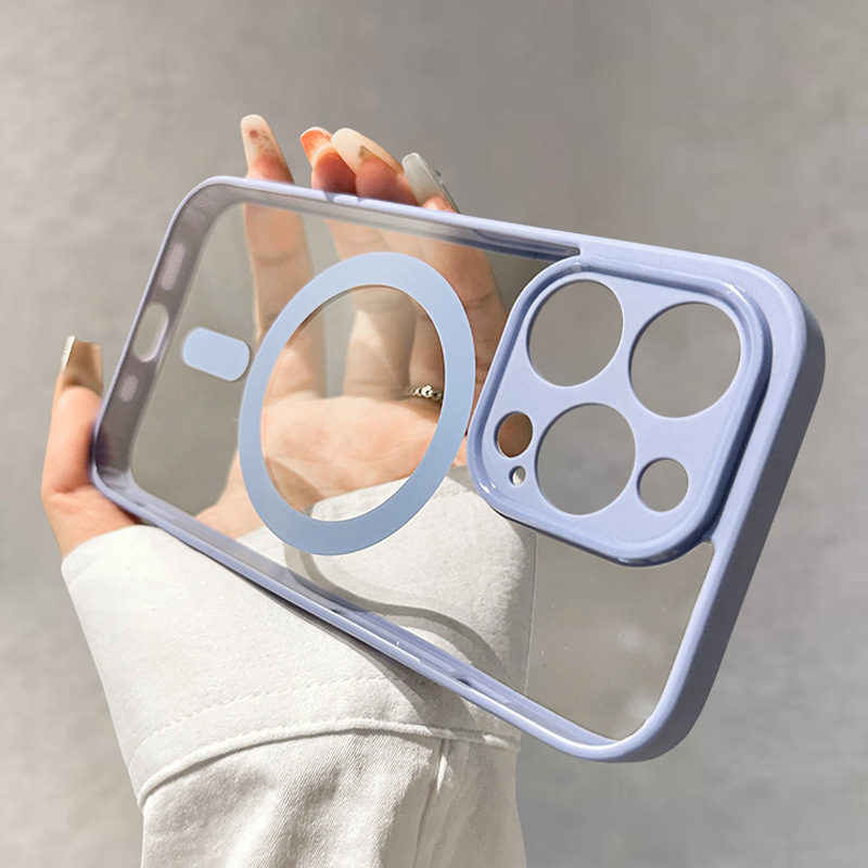 IPhone15ProMAX携帯電話ケースの精孔アクリルシリコンゴム辺磁気吸引リンゴ16透明保護カバーを適用する|undefined
