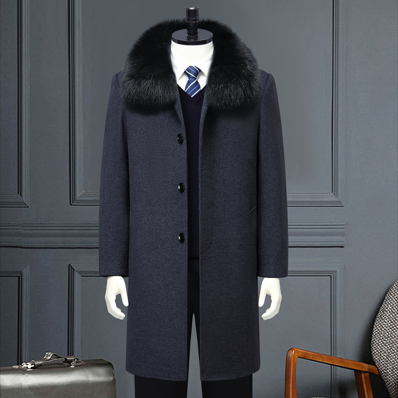 회색 여우 모피 칼라