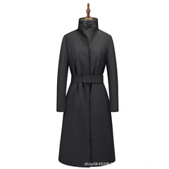 高级感羽绒服女士加长款鹅绒服前台客服销售时尚收腰系带风衣冬季
