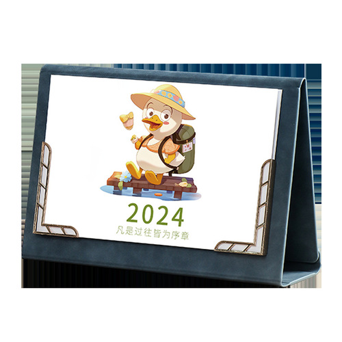 Leather desk calendar 2024 wall calendar tri-fold photo frame monthly planner office decor gift memo planning book logo printing available