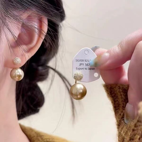 Burgundy fashionable demi-season earrings from pearl