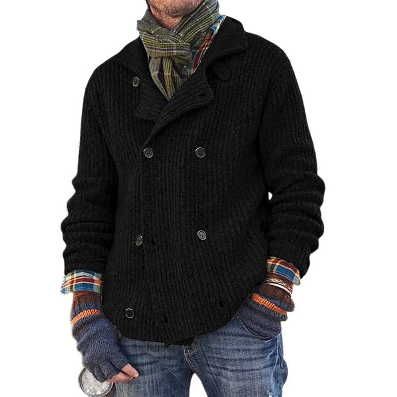 2025 New Large Size Sweater Solid Color Button Knitted Jacket Men's Clothing_voghion.com