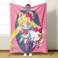 Красивая девушка месяц заяц воин & Sanrio Kitty кот Куроми односторонний фланелевый ковер для сна диван одеяло