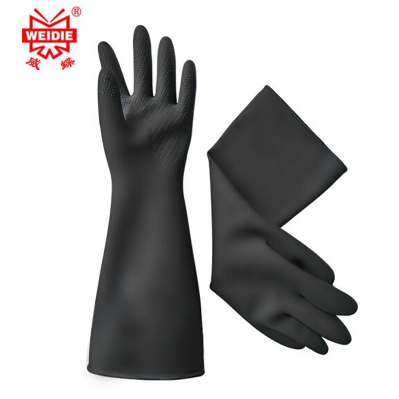 威蝶加厚型45cm耐酸碱乳胶手套防化学耐酸碱劳保手套防化学品防护