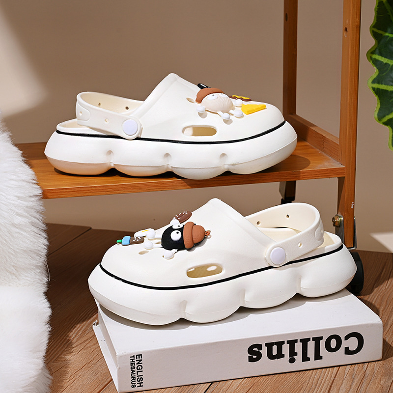 Thick-Soled Croc Shoes Women's Summer New Outerwear Eva Super Soft Baotou Beach Home Cartoon Sandals Factory Direct Sales