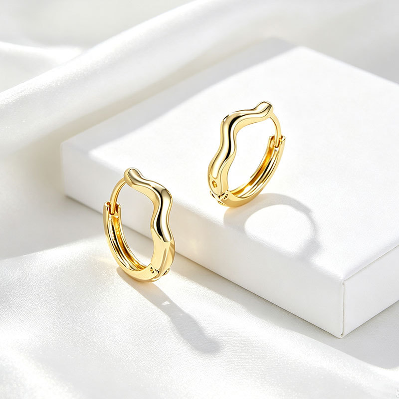 Argollas Geométricas Onduladas de Aleación de Cobre para Mujeres