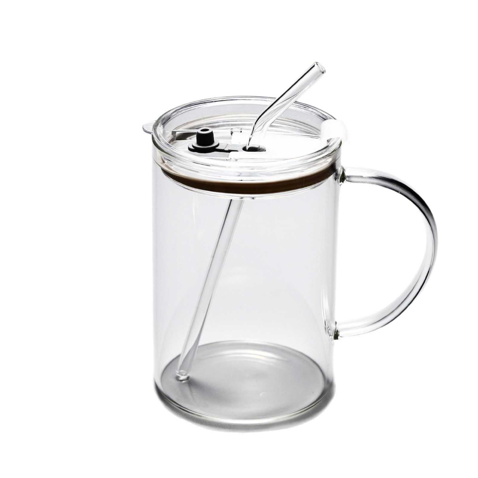 Taza de vidrio de alto boro al por mayor taza de paja de gran capacidad creativa para la taza puede calentarse por microondas LOGO impresa al por mayor