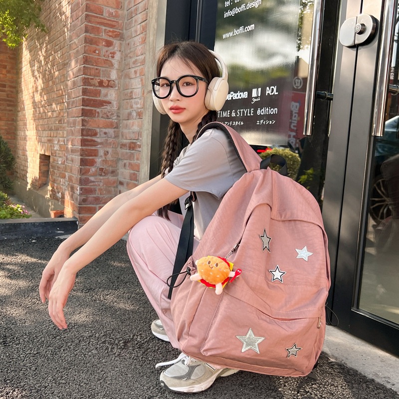 可爱星星双肩包2025夏季新款中学生女孩韩版书包高中生小清新书包
