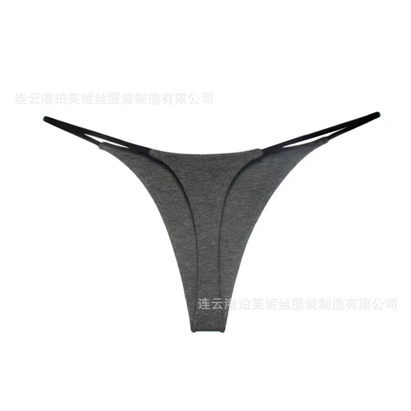Double‑layer low‑waist T‑back thong panties, thin elastic bands, S–XL