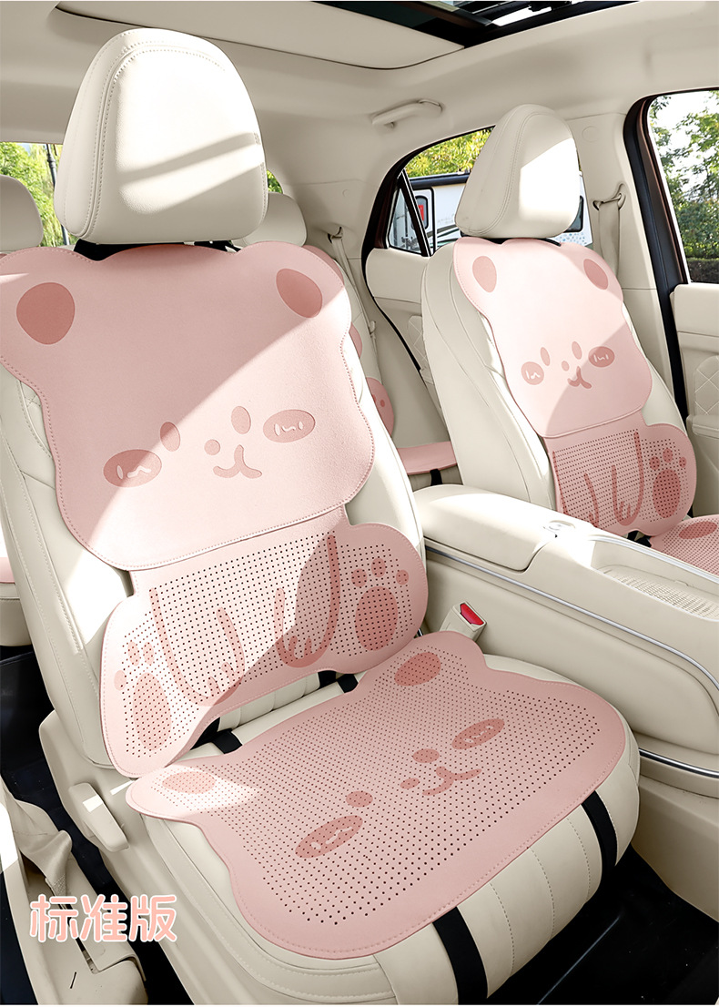 Suitable for Lexus cars, the suede seat covers feature a three-dimensional cartoon bear design, cute, comfortable, and breathable