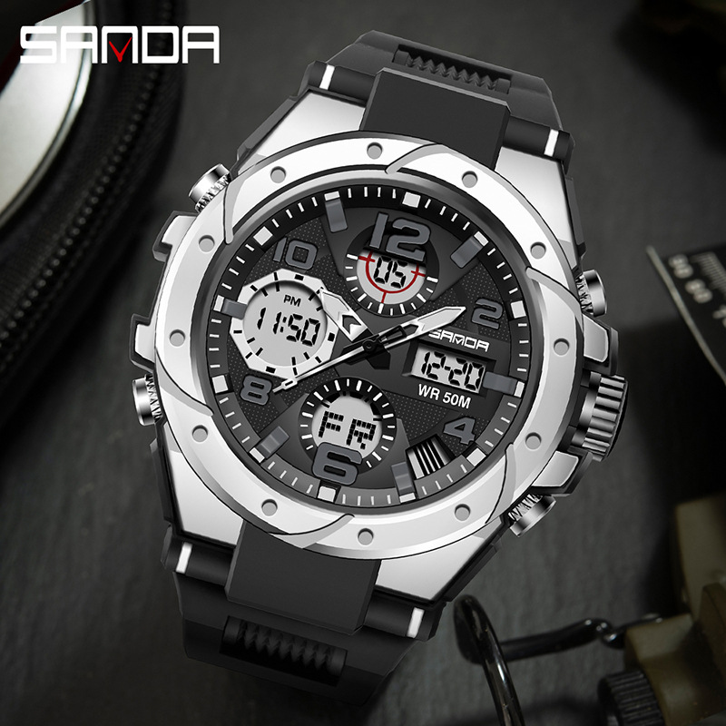 Reloj electrónico de los hombres personalizados de moda deportes al aire libre impermeable reloj luminoso LED multifuncional reloj de estudiante Masculino