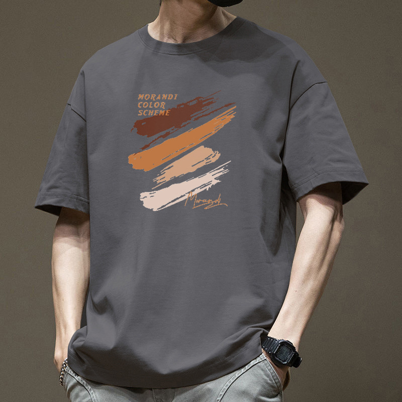 200 グラムヘビーウェイト純綿日本製半袖 Tシャツメンズ夏の新しいトレンディなルーズボーイズメンズ半袖 Tシャツトップ|undefined