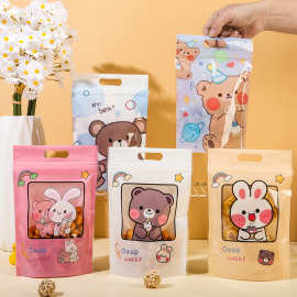 卡通食品自立自封袋零食雪花酥密封加厚自立袋花茶点心食品包装袋