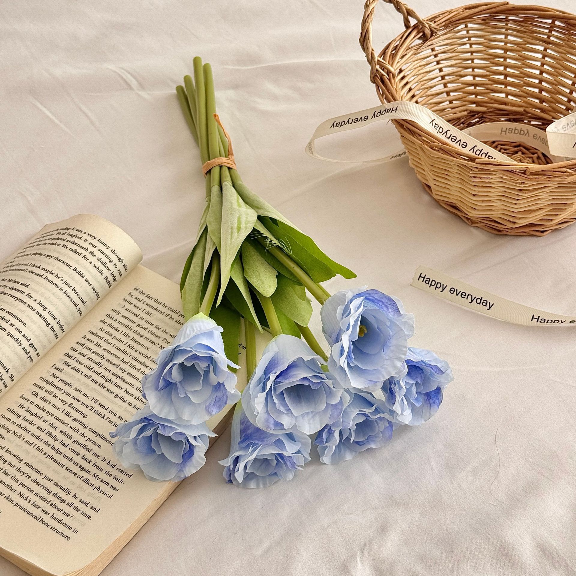 Estilo coreano simple Eustoma flor artificial ramo de mano flor falsa sala de estar mesa decoración del hogar flores accesorios de fotografía