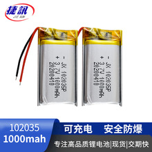 102035 3.7v1000mah 仪器仪表类电芯点读笔 聚合物锂电池IEC62133