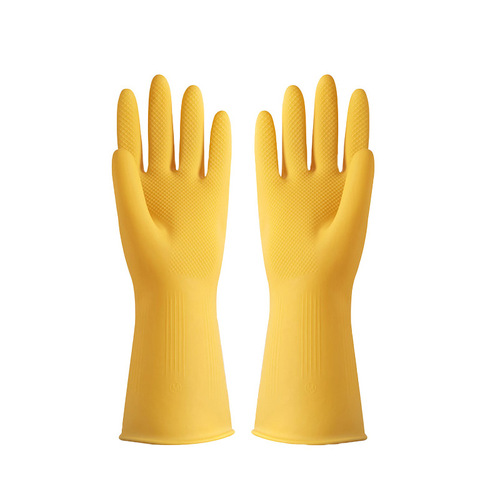Thickened rubber cowhide gloves household dishwashing rubber gloves home latex work protective wear durable wear-resistant Oxford laundry