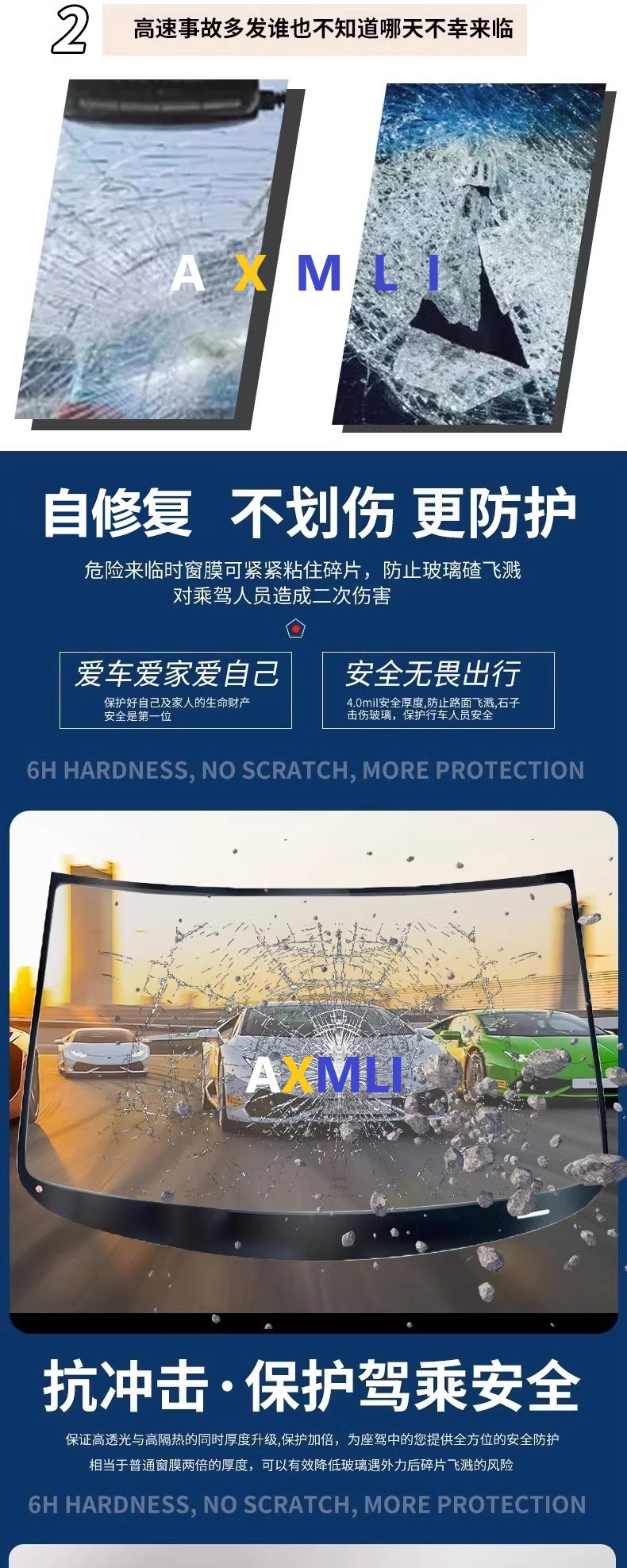 Wholesale TPU glass shield armor car front windshield explosion-proof protective film glass outer work wear-resistant scratch-proof Stone