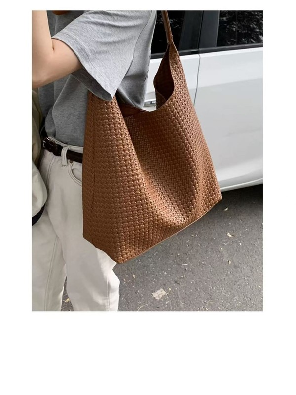 高级感编织包包女式2025新款秋冬潮复古托特包大容量单肩通勤包|undefined