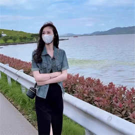 短袖牛仔外套女夏季新款搭配连衣裙美式复古休闲百搭薄款牛仔上衣