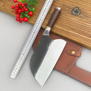Cross-Border Hammered Forged Chopping Knife Stainless Steel Butcher Slicing Knife Longquan Bone Chopping and Meat Cutting Dual-Purpose Kitchen Knife All-Steel Knife