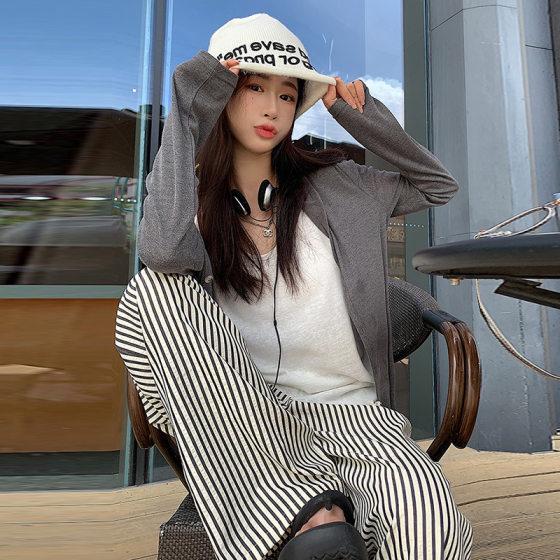 Pregnant Women's Pants Vertical Stripe Wide Leg Pants Summer New Fashion Western Style Casual Pants Spring and Summer Outer Wear Thin Pregnant Women