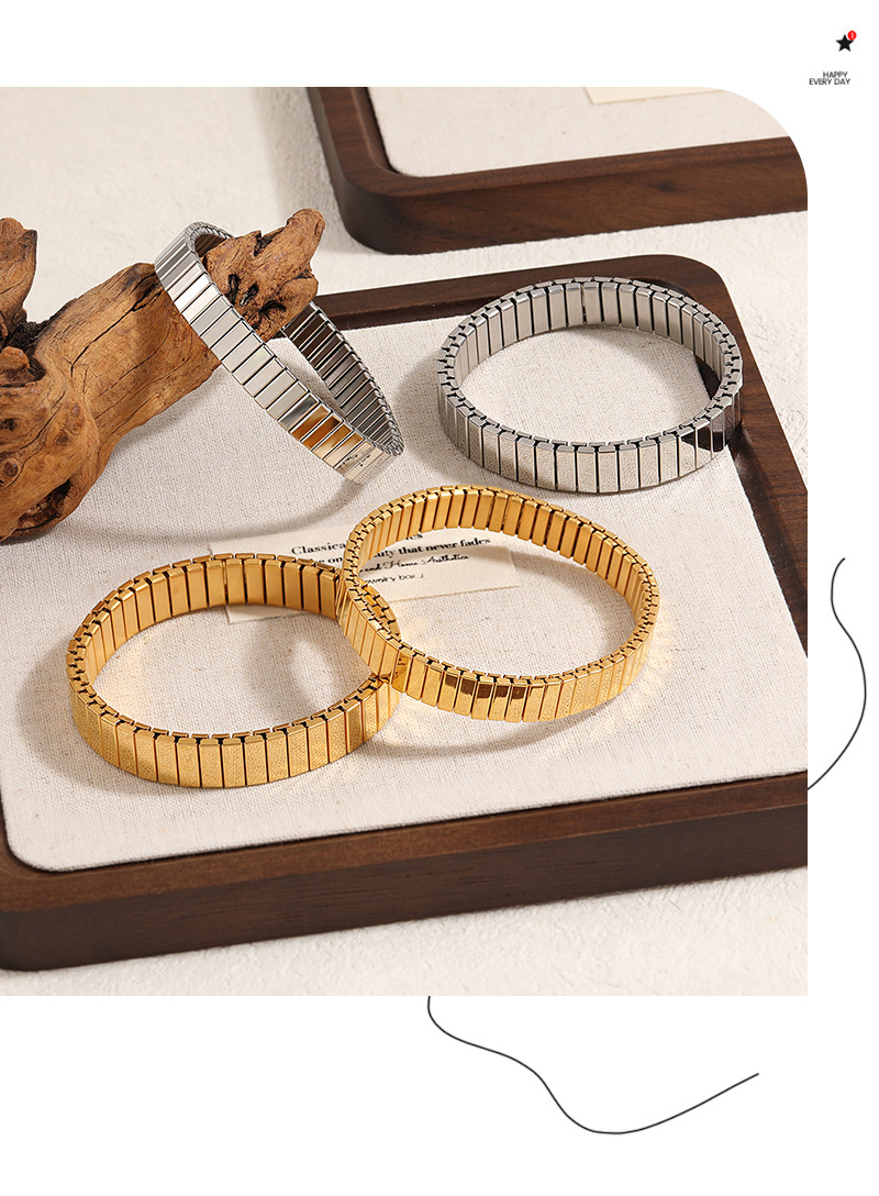 Retro Estilo Clásico Color Sólido Acero Titanio Pulsera Al Mayoreo display picture 8