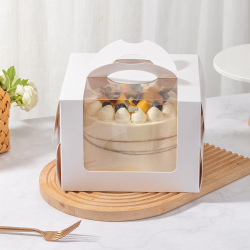 3 inches 4 inches 6 inches 8 inches birthday cake box portable window-opening white transparent mousse dessert pastry paper box