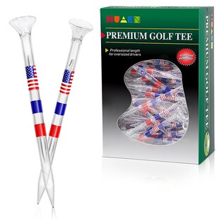 Golf Spikes Tee Plastic Spikes 83mm American Flag Design Large Cup Transparent Spikes Golf Accessories