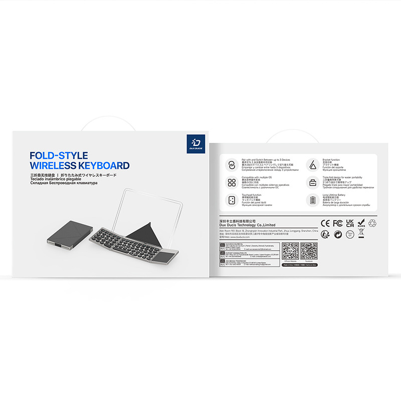 PU cuero tres teclado Bluetooth plegable para iPad portátil mini teclado externo portátil al por mayor