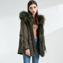 大毛领獭兔毛内胆可脱卸连帽机车派克服女皮毛一体皮草保暖外套