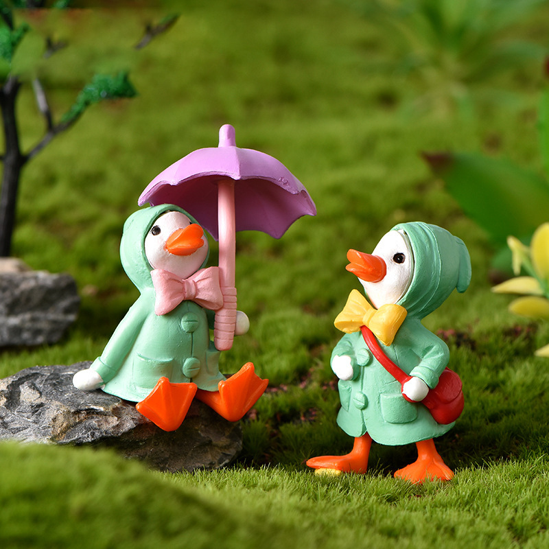 Directo de fábrica impermeable pato micro paisaje DIY jardinería decoración paraguas impermeable lindo pato artesanías de plástico