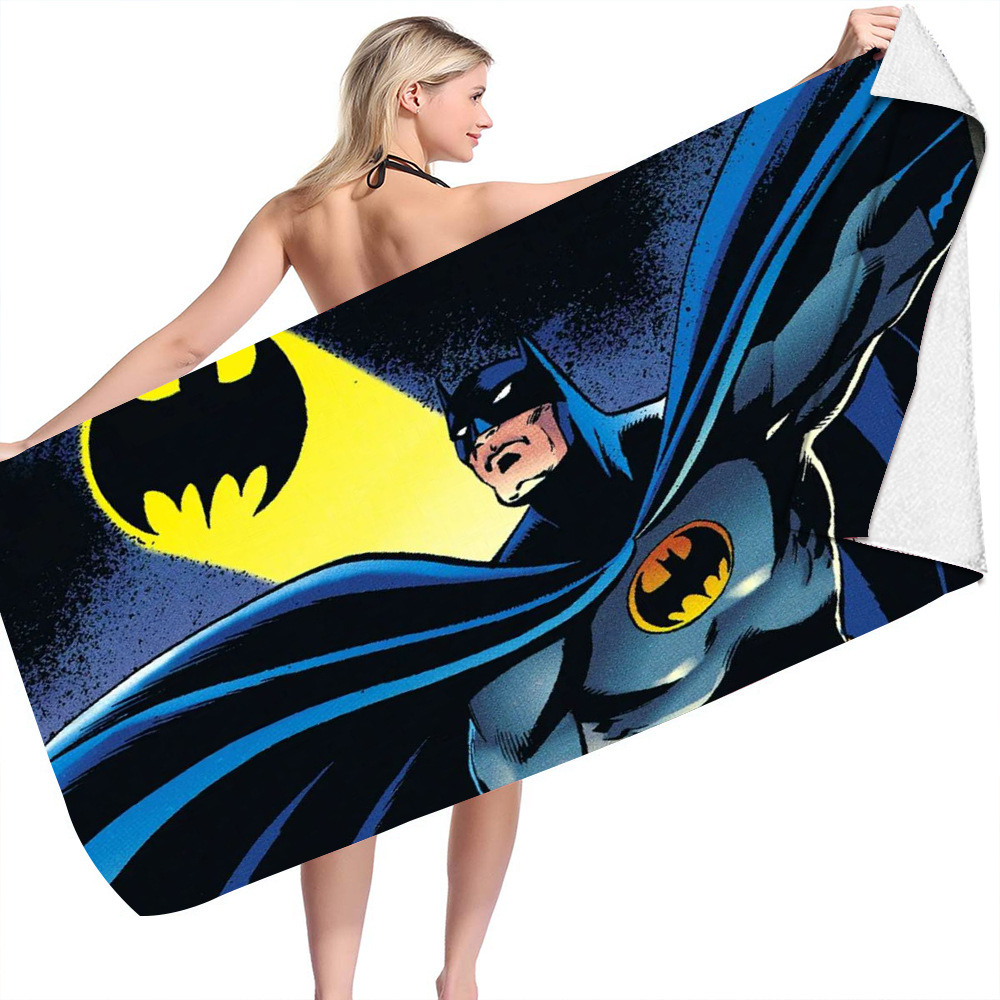 Batman Beach Towel Cross-border Ultra-Fine Fiber Double-Sided Fleece Beach Towel Swimming Bath Towel Versatile Square Towel