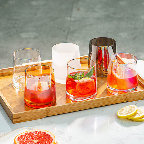 Ins style B&B simple glass cup home water cup hotel mouthwash cup trapezoidal whiskey cup high appearance