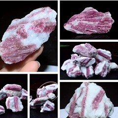 天然梅花碧玺原石摆件粉色红碧玺原矿教学标本矿物晶体香薰扩香石