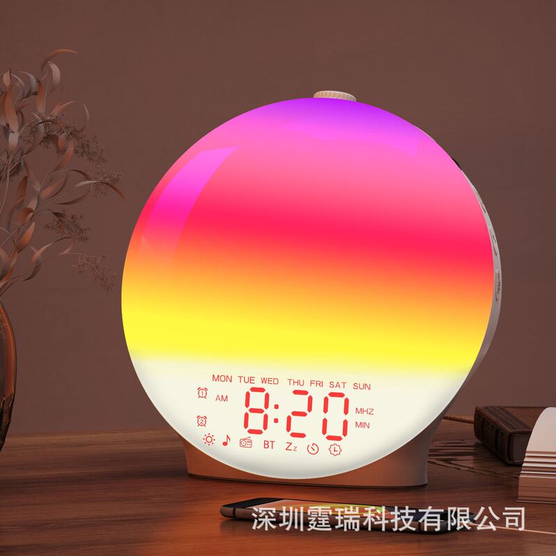 2024最新アップグレードのbluetoothスマートな輝きと睡眠の雰囲気ランプは、海上の日の出の日没をシミュレートして目覚まし時計を目覚めさせる|undefined