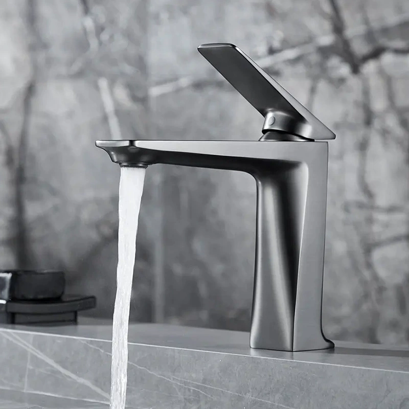 Foreign trade hot selling bathroom pots high -quality hot and hot pull -up guns ash metal under the basin wash pool water faucet