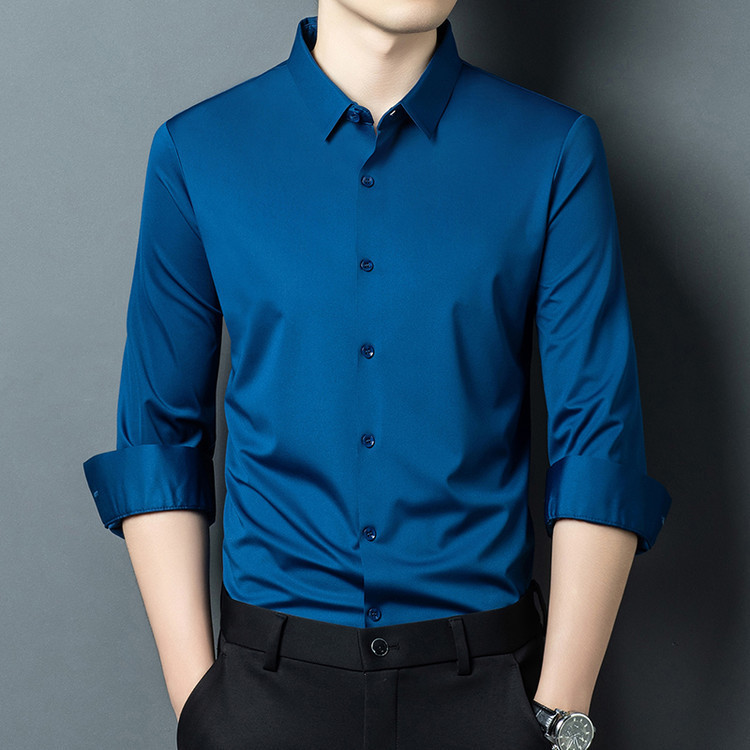 Cross-border thickened, seamless men's shirt, winter high-elasticity, wrinkle-resistant, no-iron shirt, business casual long-sleeve shirt Cross-border thickened, seamless men's shirt, winter high-elasticity, wrinkle-resistant, no-iron shirt, business casual long-sleeve shirt