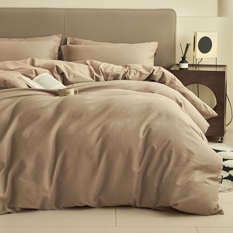 Cama de cama de algodón de cuatro piezas, sábanas de algodón, colcha de cama, dormitorio de estudiantes universitarios, cama individual de tres piezas