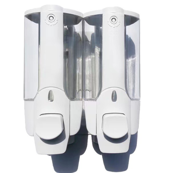 En stock suministro dos en uno dispensador de jabón de prensa dispensador de jabón manual de gel de ducha de champú de gran capacidad