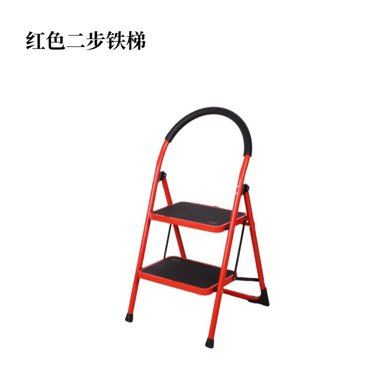 빨간색 아치형 철제 사다리 2단