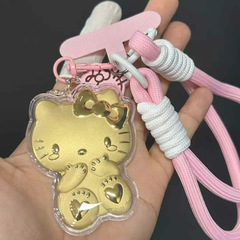 Shuibeijin ゴールド携帯電話ステッカー装飾品純金 999 プリンセスバッグペンダント kt 猫キーホルダーペンダントハローキティ親友へのギフト