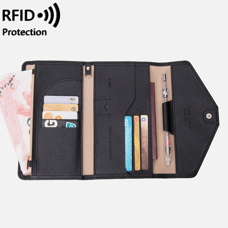 "Xiangyin Leather Goods* Hot Selling Cross-border New Foldable ID Holder RFID Passport Book Card Case Travel Passport Case"