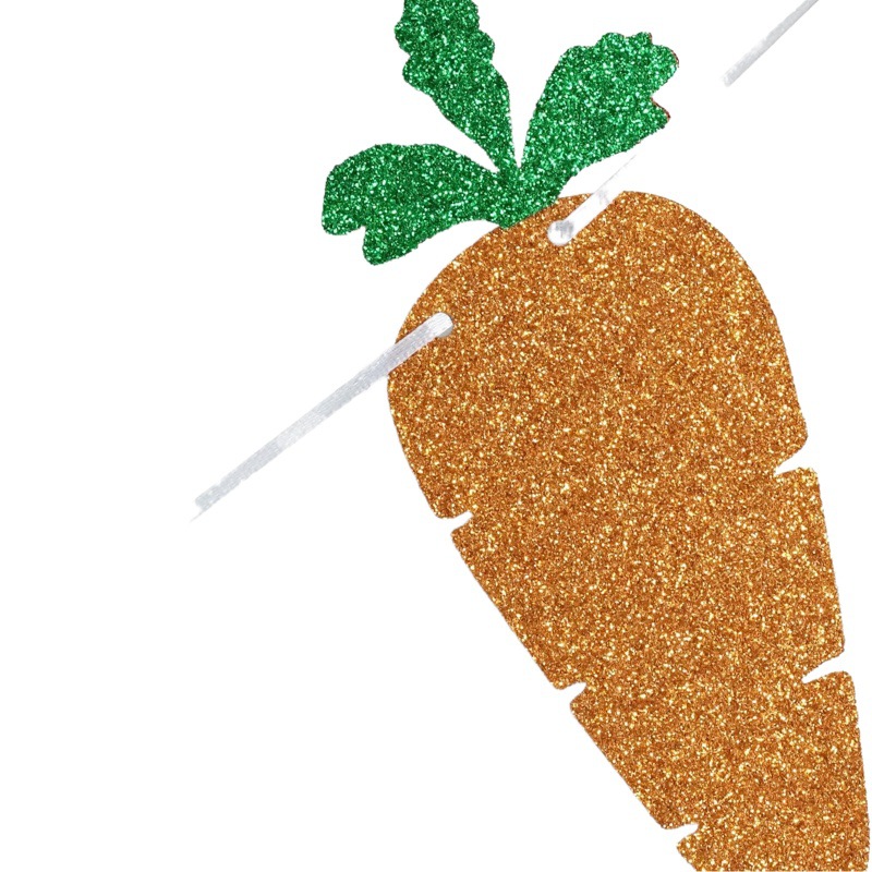 Decoración clásica de conejito y zanahoria de Pascua, bandera colgante de conejito y zanahoria, purpurina para el día de Pascua, bricolaje Premium