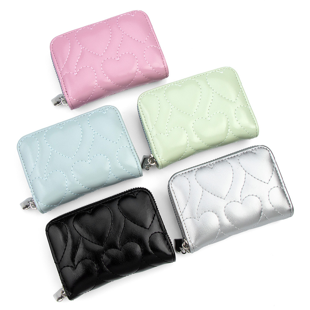 Hot sale nuevo simplista dulce amor universal cremallera multi tarjeta bolsa de tarjetas de órgano estudiantes en una bolsa de cambio para mujeres