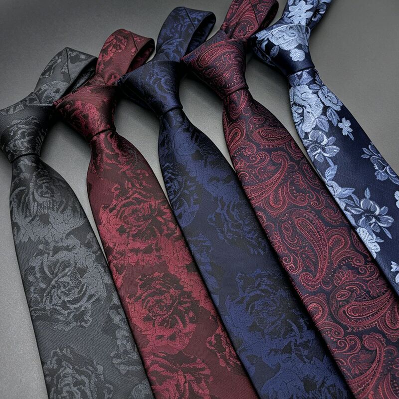 Factory In-Stock 8cm Black Men's Tie, High-End Hand-Tied Wholesale Vintage Dark Pattern Floral Banquet Groom's Tie